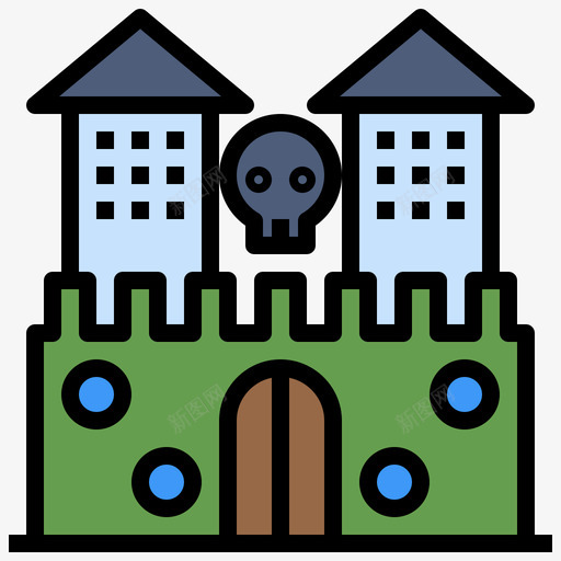 幽灵城堡主题公园7线性颜色图标svg_新图网 https://ixintu.com 主题公园 城堡 幽灵 线性 颜色
