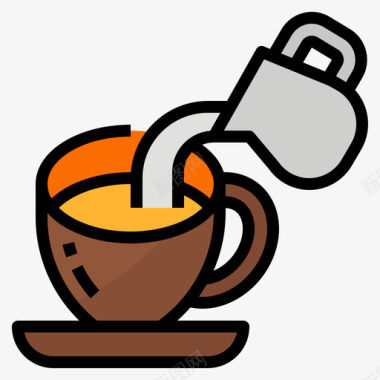 茶饮料34线性颜色图标图标
