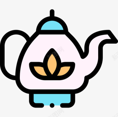 茶壶家居用品22线性颜色图标图标