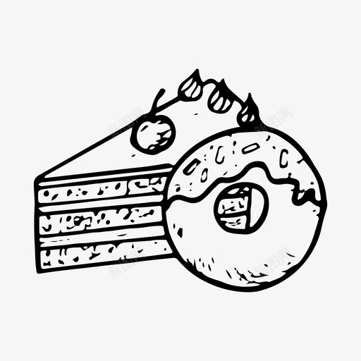 甜点蛋糕甜甜圈图标svg_新图网 https://ixintu.com 手绘 甜点 甜甜圈 糖果 蛋糕 食物