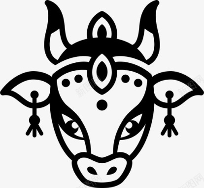 神圣的牛装饰印度教图标图标