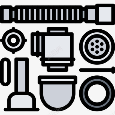 虹吸管水管工13彩色图标图标