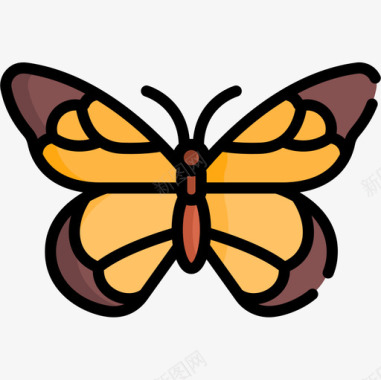 蝴蝶昆虫21线形颜色图标图标