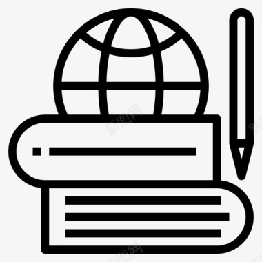全球书籍和学习1线性图标图标