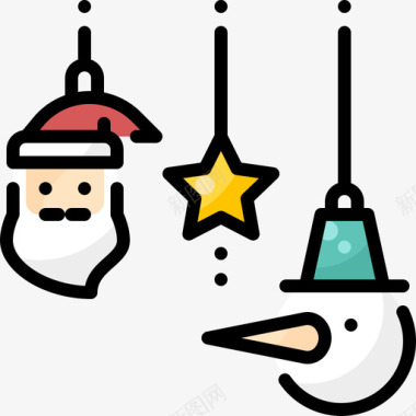 圣诞装饰品圣诞老人1线性颜色图标图标