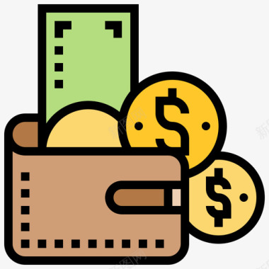 钱包储蓄和投资16线性颜色图标图标