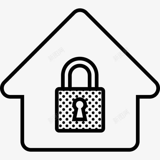 房子保安家挂锁图标svg_新图网 https://ixintu.com 保安 保险箱 安家 房子 挂锁 虚线