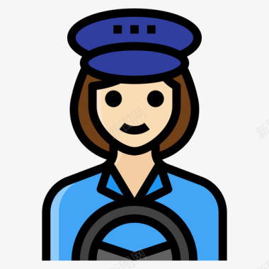 出租车司机职业女性3线条颜色图标图标