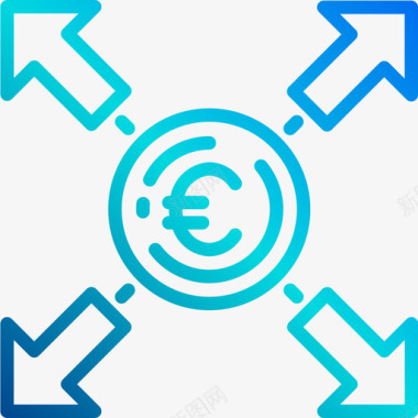 欧元货币资金线性梯度图标图标