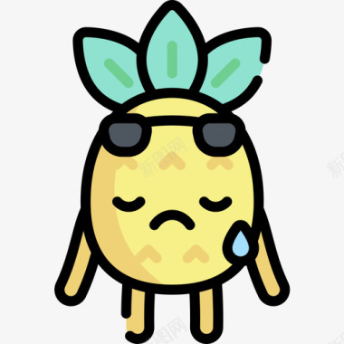悲伤菠萝性格1线性颜色图标图标