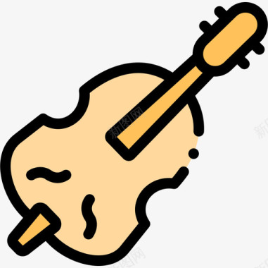 小提琴摇滚乐29线性颜色图标图标