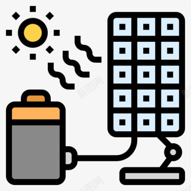 太阳能电池全球变暖8线性颜色图标图标