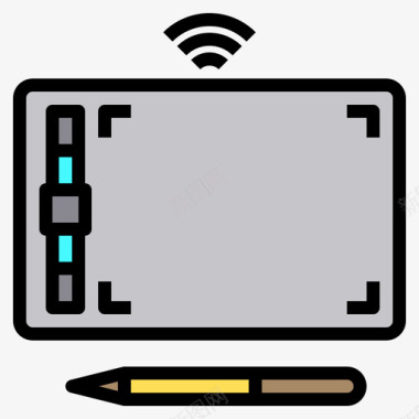 图形板电子设备19线性颜色图标图标