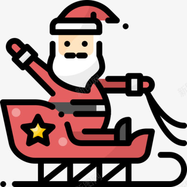 雪橇圣诞老人1线性颜色图标图标