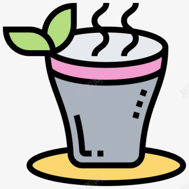 茶spa元素7线性颜色图标图标
