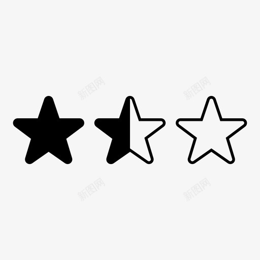 星星空的满的图标svg_新图网 https://ixintu.com 5星评分 一半 复习 星星 满的 空的 评分
