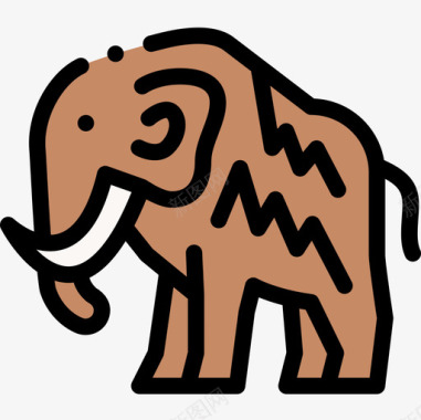 猛犸象考古学25线性颜色图标图标