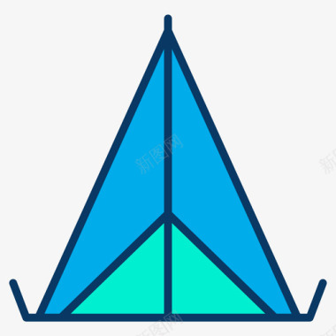 帐篷狩猎6线性颜色图标图标