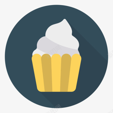纸杯蛋糕食品和饮料30圆形图标图标