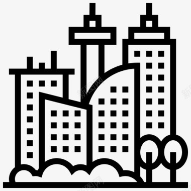 城市建筑79线性图标图标