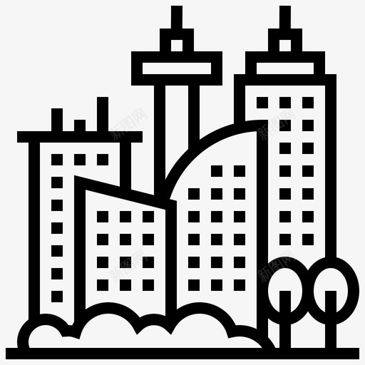 城市建筑79线性图标svg_新图网 https://ixintu.com 城市 建筑 线性