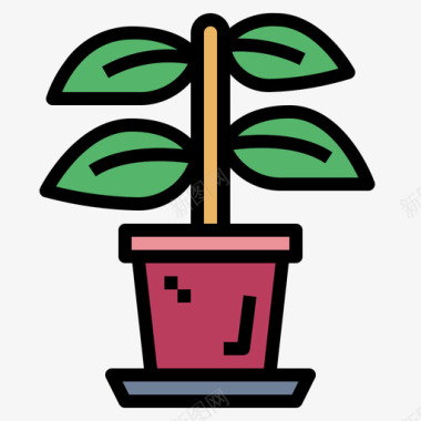 植物漫画家2线性颜色图标图标
