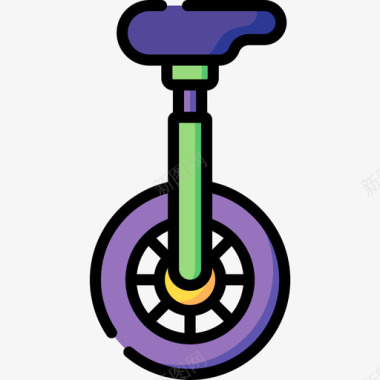 独轮车游乐园45线性颜色图标图标