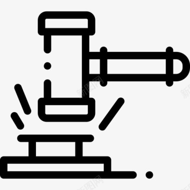 木槌法律与正义21直线图标图标