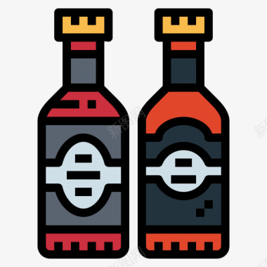 啤酒朋克摇滚3线性颜色图标图标