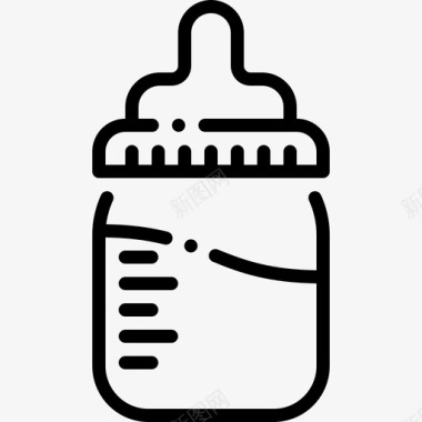 奶瓶婴儿淋浴48线性图标图标