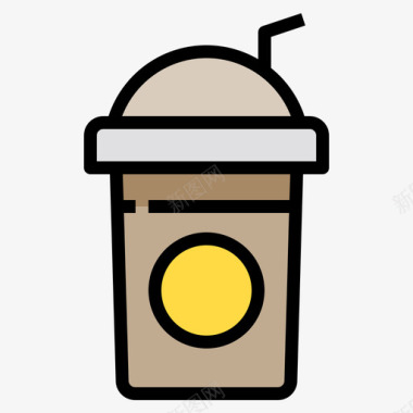 咖啡杯咖啡店109线性颜色图标图标