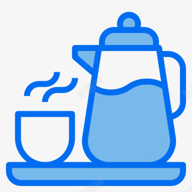 咖啡壶咖啡店108蓝色图标图标