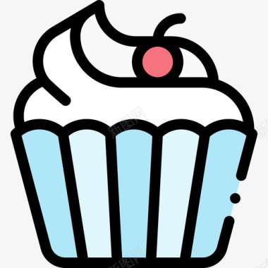 纸杯蛋糕夏季食品和饮料2线性颜色图标图标