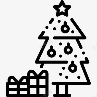 圣诞树圣诞装饰13线形图标图标