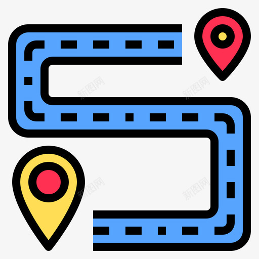 路线导航和地图27线性颜色图标svg_新图网 https://ixintu.com 地图 导航 线性 路线 颜色
