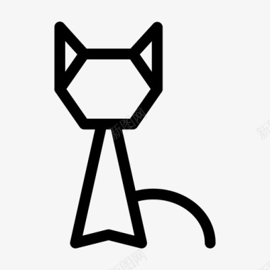猫动物折纸图标图标