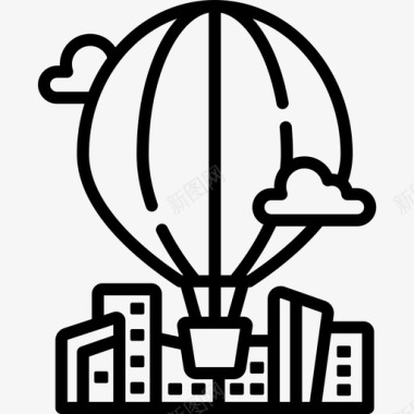 热气球城市54直线型图标图标