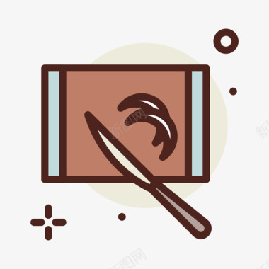 砧板烘焙甜点线性颜色图标图标