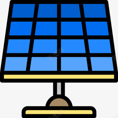 太阳能板电能6线性颜色图标图标