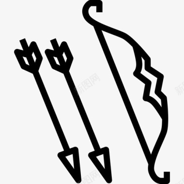 弓箭手游戏元素16直线图标图标