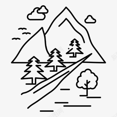 岩石山自然图标图标