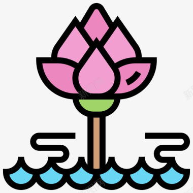 莲花spa元素7线条颜色图标图标