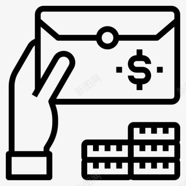 电子邮件帐单和付款1直线图标图标