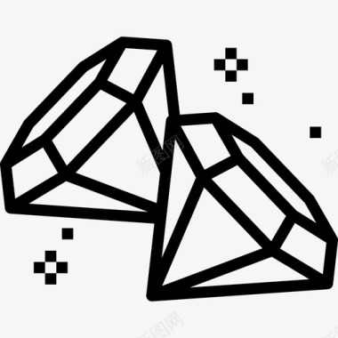 钻石游戏元素16直线图标图标