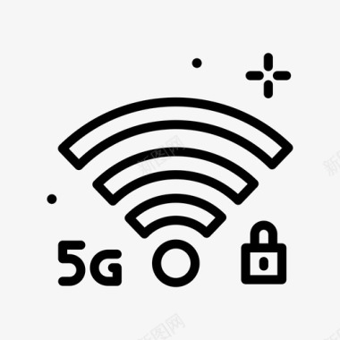 锁定5g1线性图标图标