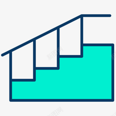 楼梯内部4线性颜色图标图标
