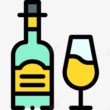 葡萄酒生日113线形颜色图标图标