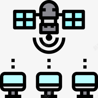 卫星通信161线性彩色图标图标