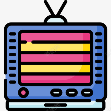 电视通信和媒体1线性颜色图标图标