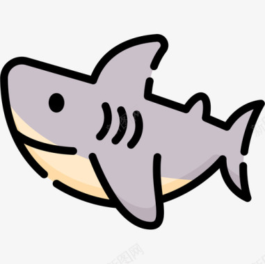 鲨鱼动物53线形颜色图标图标